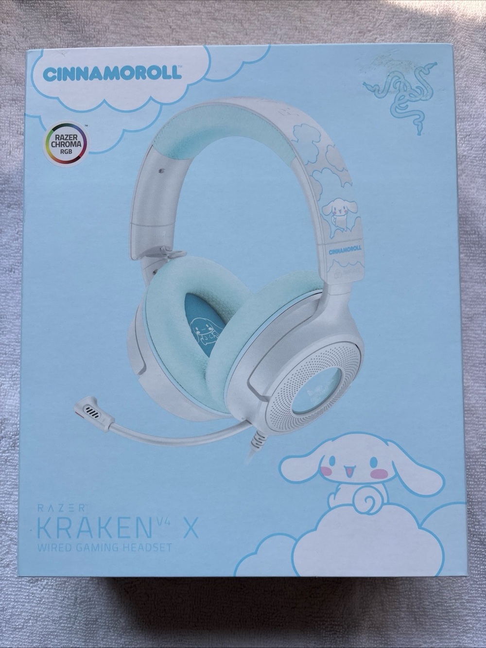 Razer Kraken V4 X Cinnamoroll Wired Gaming Headset - Light Blue/White Brand New